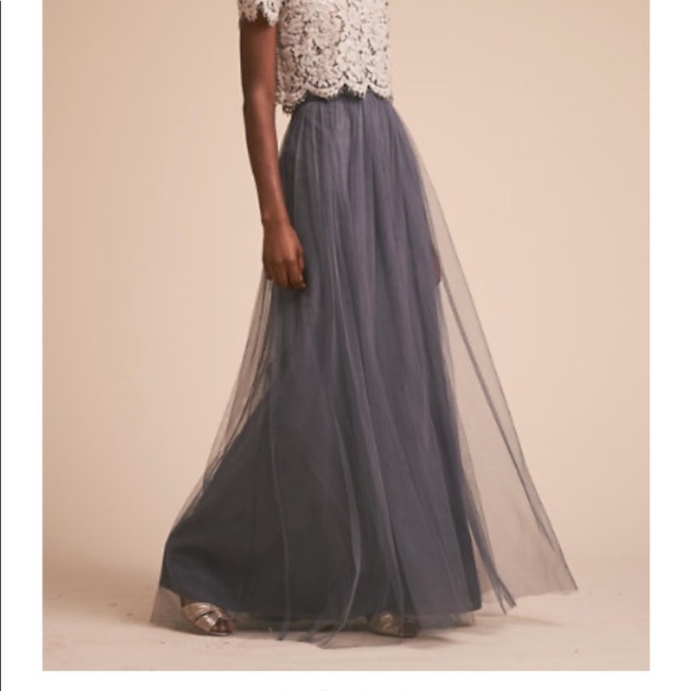 Jenny Yoo Grey Tulle Maxi Skirt